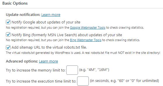 basic options when config plugin